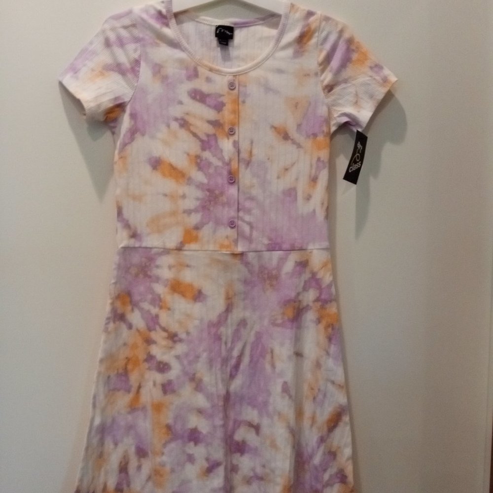 New Art Class Girls Tie Dye Ribbed Knit Dress Size XL 14-16 Amethyst Purple